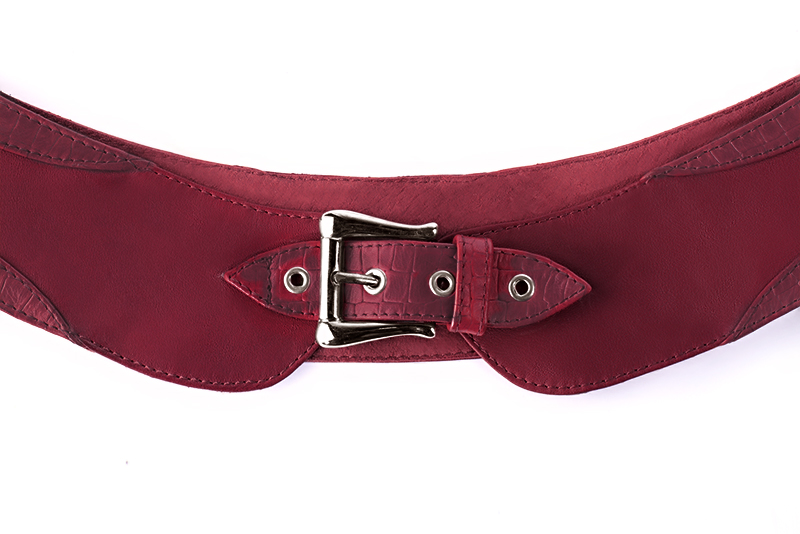 Burgundy red women's dress belt, matching pumps and bags. Made to measure - Florence KOOIJMAN